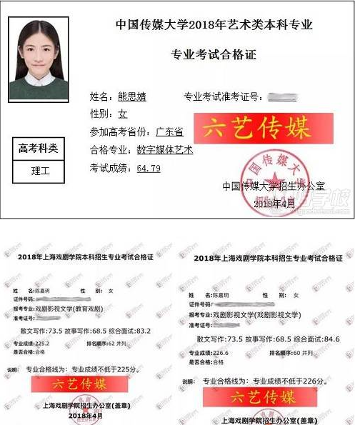 东莞六艺传媒学员参加冲刺班获得成绩